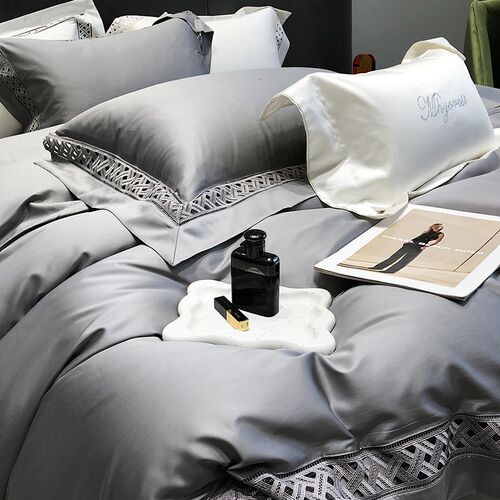 轻奢高端进口160支匹马棉四件套100全棉镂空被套奢华别墅款床品