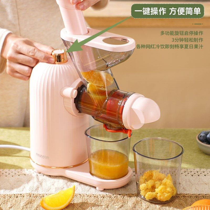 小型榨汁机汁渣分离家用炸水果西芹专用慢磨大口径免切卧式原汁机