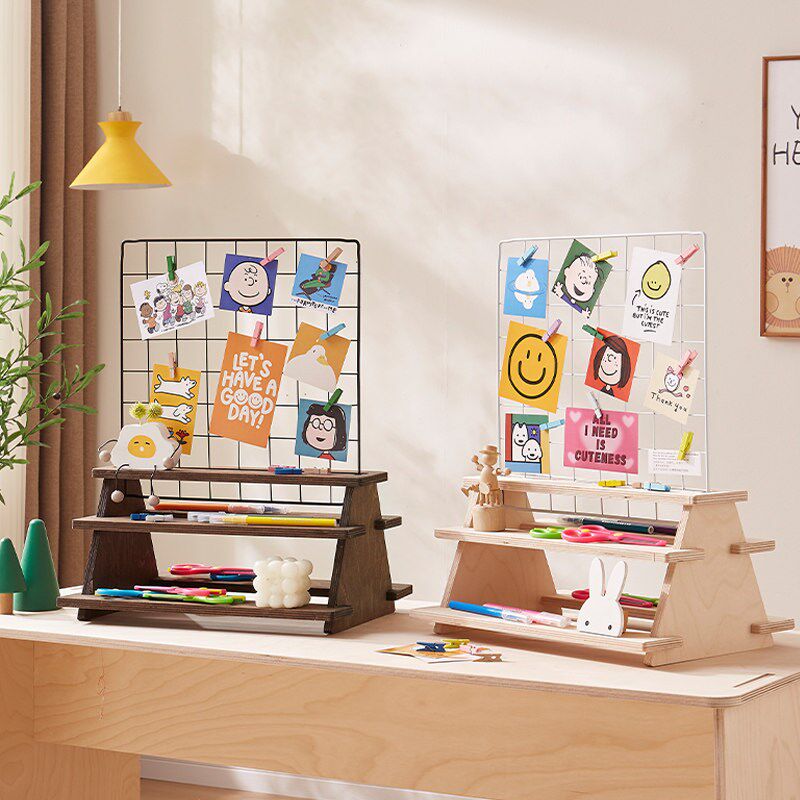 网格展示架幼儿园美工区作品展示架桌面剪纸黏土绘画工具放置架子