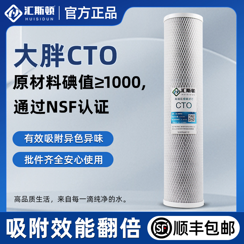 汇斯顿高端压缩活性炭椰壳炭滤芯自来水厂过滤器20寸大胖cto滤芯