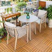 桌一桌两椅休闲 莫家藤椅三件套北欧轻奢网红阳台小桌椅 茶 茶几