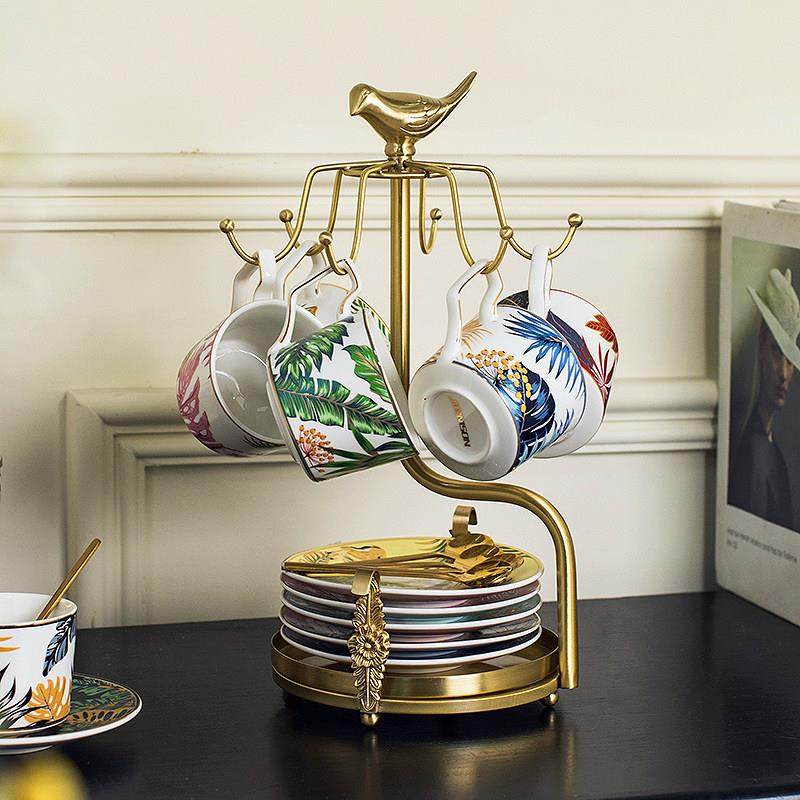 黄铜收纳咖啡杯挂架咖啡杯架子高级感轻奢水杯杯子架子置物架