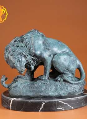 名师作品狮子与蛇欧式铜雕塑家居