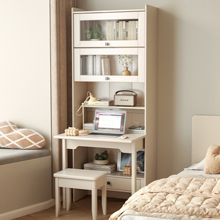 全实木折叠书桌书柜一体现代简约小户型家用卧室学生学习桌电脑桌