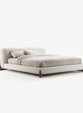 乔登北欧极简侘寂奶油风床softbay中古风轻奢法式高端主卧布艺床