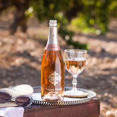 西班牙原瓶进口维达斯古堡Cava卡瓦干型桃红珍藏高泡起泡酒750ml