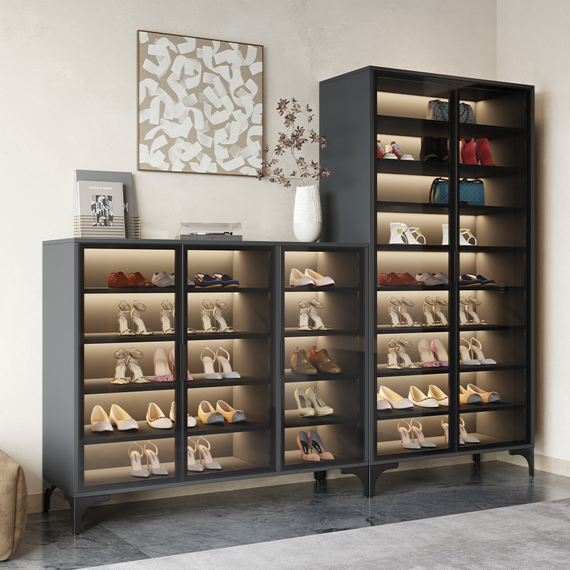 新款防尘落地鞋柜ENF级欧松板展示柜家用收纳柜带灯储物柜可定制