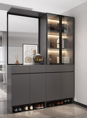 极简入户玄关柜鞋柜一体客厅可定制长虹玻璃屏风隔断柜门厅置物架