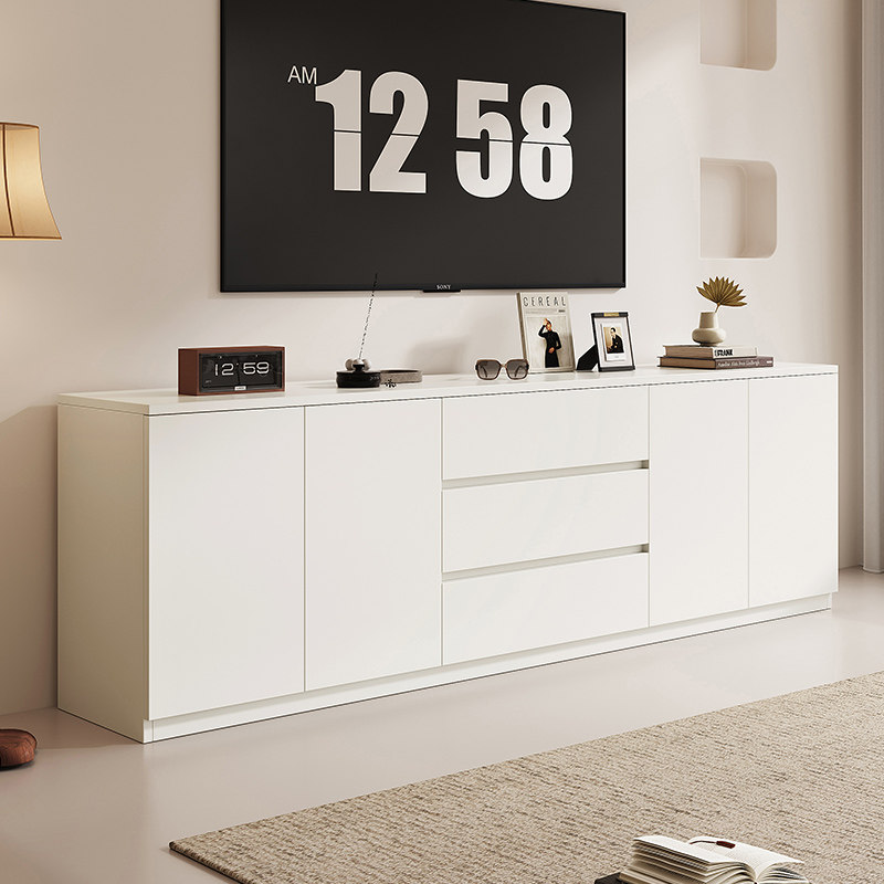 ENF级欧松板电视柜家用现代简约白色客厅落地储物收纳柜可定制