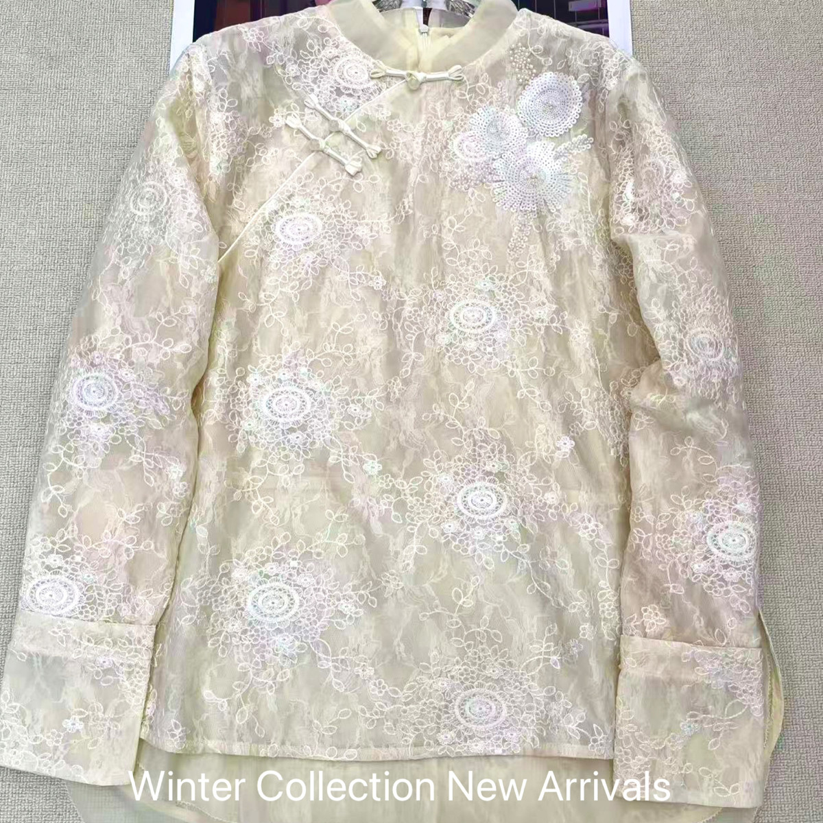 云朵早春上新高级重工钉珠盘扣立领上衣小衫（含70真丝）ys-3497,女装/女士精品,毛针织衫,淘宝优惠券,粉丝福利购,淘宝优惠卷