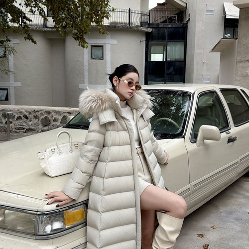 云朵设计小众保暖羽绒服外套(配毛领貉子毛真毛可拆卸,腰带)6668