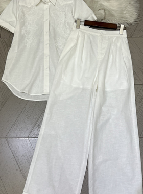 云朵设计上新高端贴花绣潇洒帅气衬衫+休闲裤两件套套装Y20100