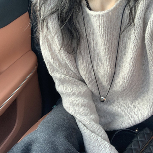 M60 辅助纱除外 5431 含100绵羊毛 云朵小众设计字领保暖毛衣