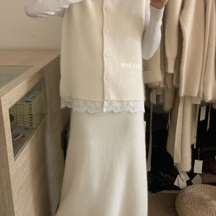 含8.6绵羊毛 3305 下摆蕾丝拼接针织马甲 云朵设计大牌新中式