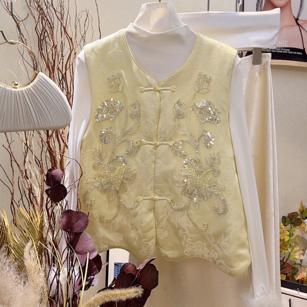 云朵冬上新新中式重工钉珠设计气质马甲209228,女装/女士精品,马夹,淘宝优惠券,粉丝福利购,淘宝优惠卷