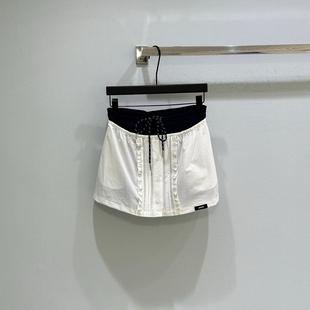 朵设计风木耳边拼接绑带蝴蝶结假两件裙裤 云M26031903 半身裙YS1