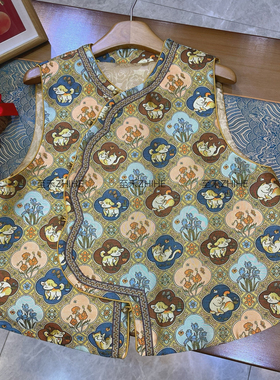 云朵设计早春上新极简大牌老钱新中式真丝唐锦提花马甲YS1-t502