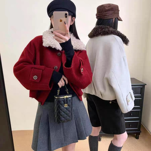 2558 云朵赫本风真羊毛翻领宽松羊毛外套 含100羊毛