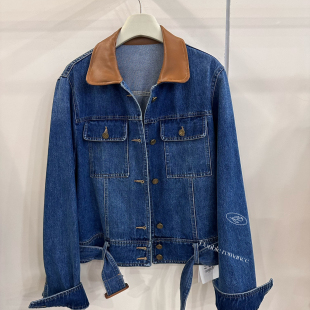 云朵小众设计复古拼接撞色夹克满分like牛仔外套 26201 配腰带