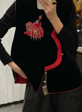 云朵设计牌老钱新中式福韵重工钉珠葫芦花瓣两面穿马甲YS2-t295