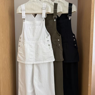 云朵夏上新慵懒感背带裤 K63583 韩系设计感背带裤