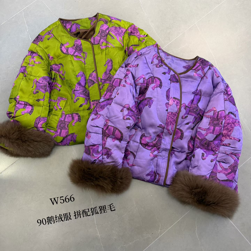 云朵冬上新新中式提花印花长袖保暖羽绒服外套W566