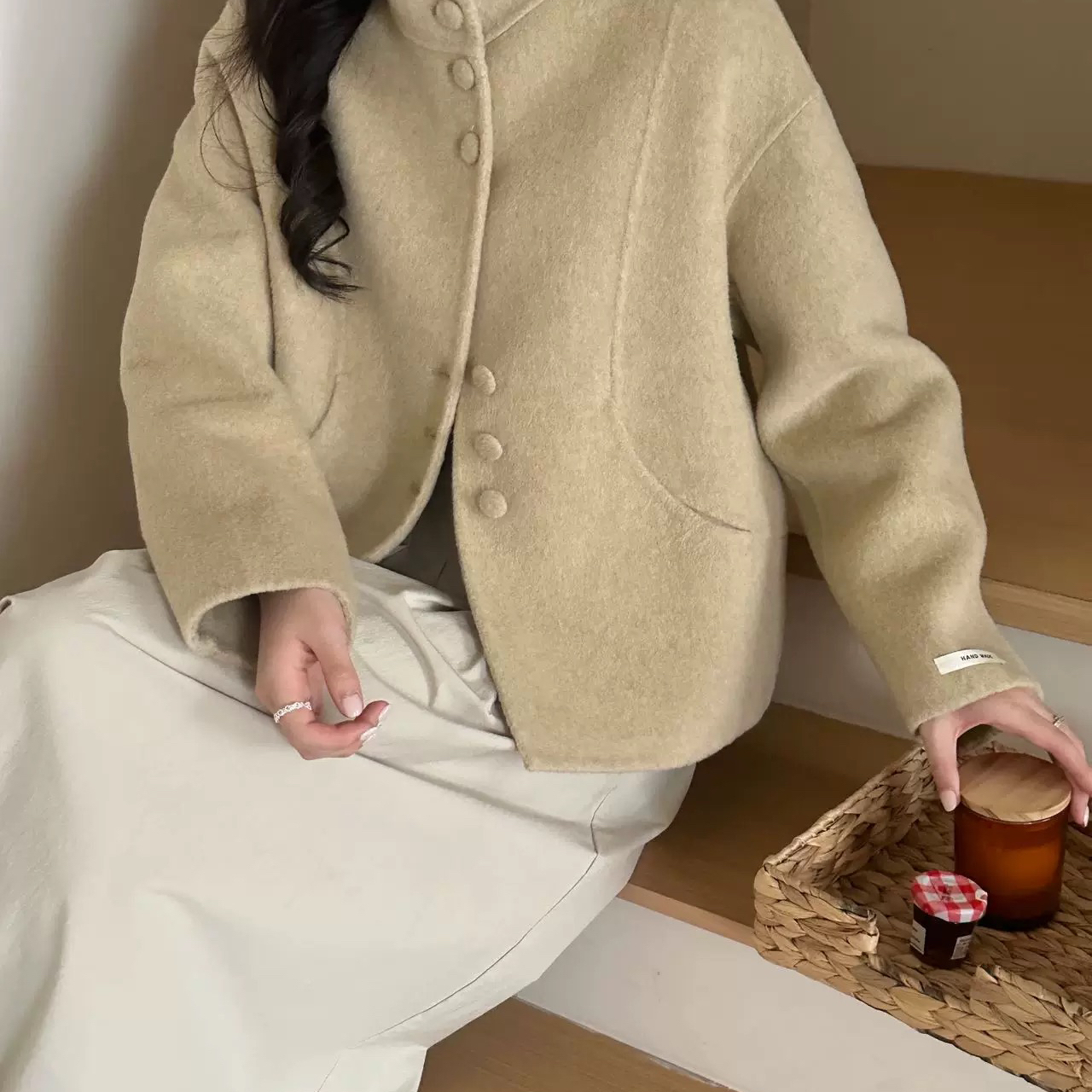 云朵韩系小个子立领甜美减龄羊毛外套（含100羊毛）YS1-97616