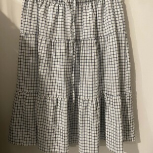 云朵设计小众26年夏上新松紧腰格纹抽绳半身裙99849V