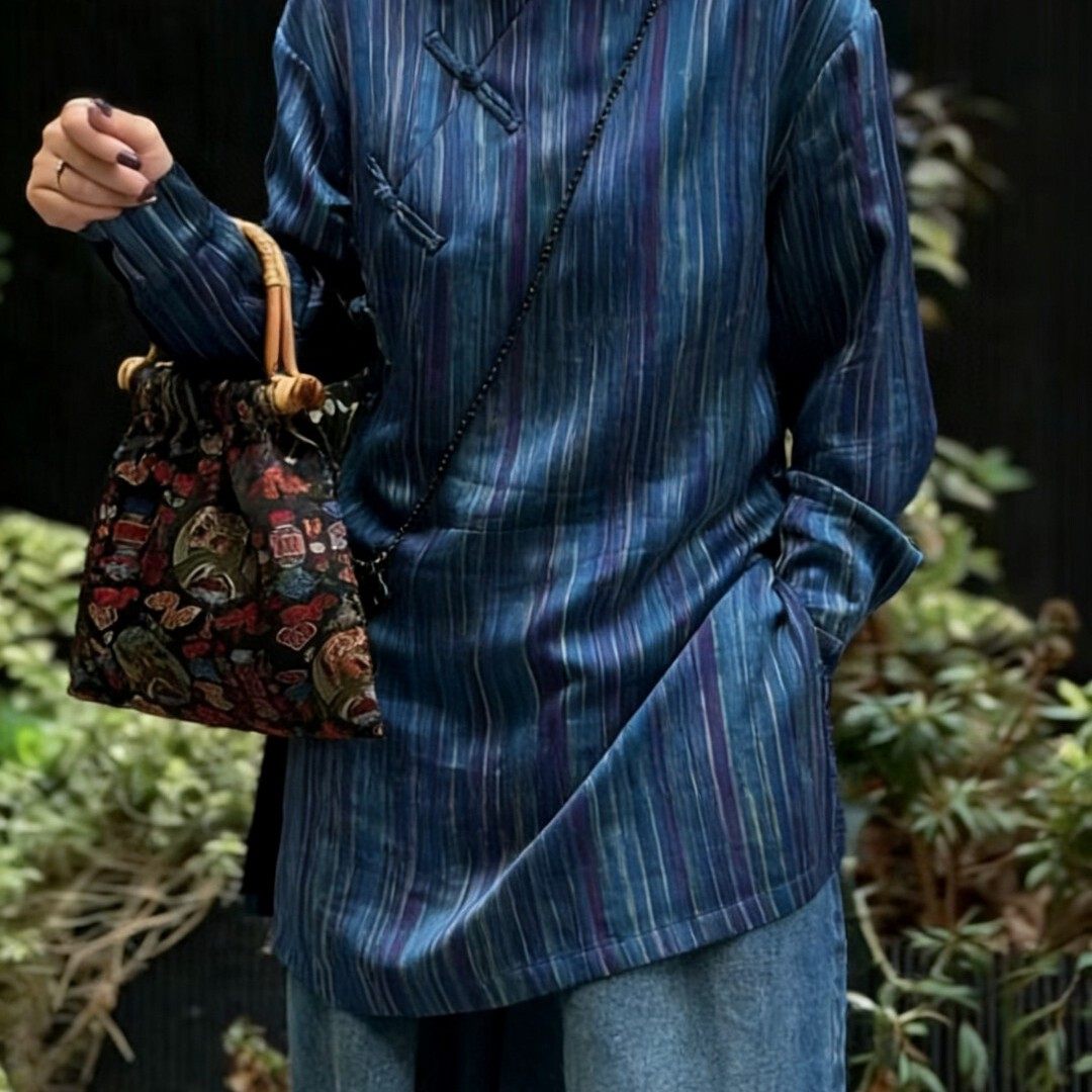 云朵家中式竖条纹盘扣两侧开叉设计兼具东方禅意小衫YS204-G413,女装/女士精品,毛针织衫,淘宝优惠券,粉丝福利购,淘宝优惠卷