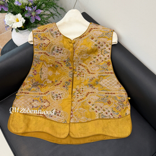 HHzrx1975 人丝麻 云朵新中式 重工刺绣马甲国风外套百搭复古马甲