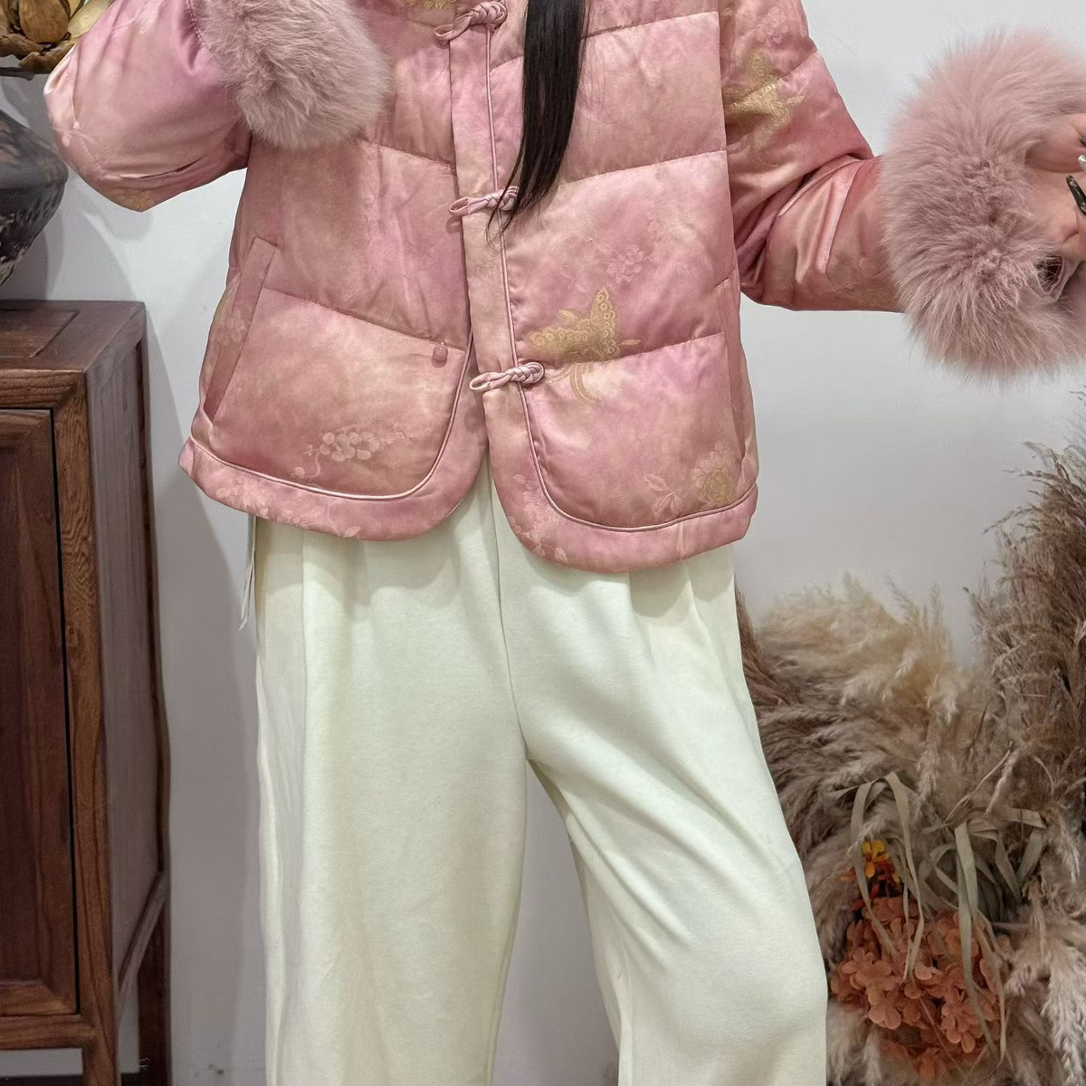 云朵风羽绒服外套羽绒服(配真狐狸毛可拆卸)(含50白鸭绒)0707-312