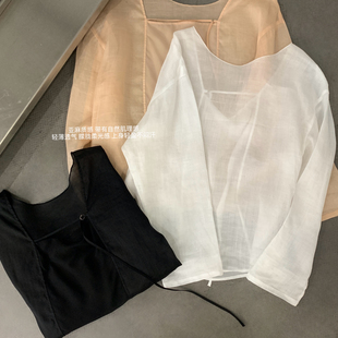 JJ268065 不含内搭腰带 云朵家26年春款 清新自然系宽松苎麻小衫