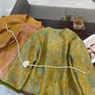 G350 YS75 云朵锦棉服波浪边拼鸵鸟毛不挑人穿棉服 含100真丝