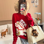 含39.8羊驼毛 设早春马年限定款 小提提花圆领套头针织衫 RZ055