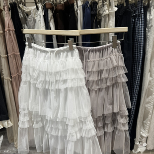 云朵设计26年夏上新A字荷叶边蕾丝淑女显瘦半身裙MM521