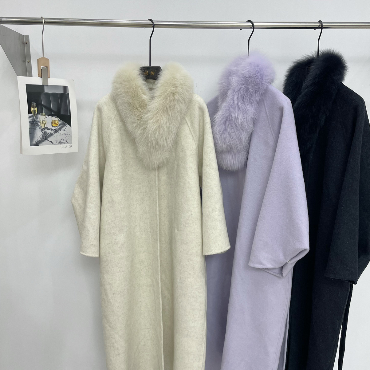 云朵家羊毛外套(配可拆卸狐狸毛领+腰带)（含100羊毛）S-KY云3199