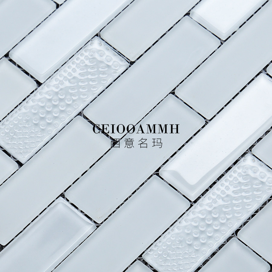 白色简约玻璃马赛克瓷砖浴室卫生间个性装修背景墙贴水池泳池地砖