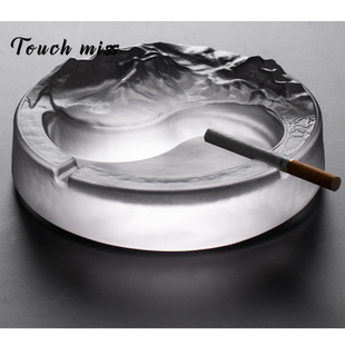 时尚 水晶玻璃烟灰缸日式 家用潮流通透太极山烟灰缸 个性