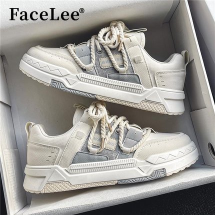 FaceLee帆布鞋男款板鞋小众鞋子男潮牌运动休闲百搭增高小白潮鞋