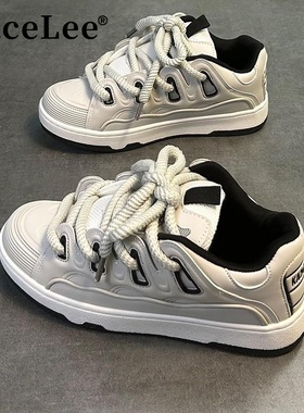 FaceLee男款板鞋秋冬国潮夜光灰色面包鞋百搭男国潮运动休闲鞋男