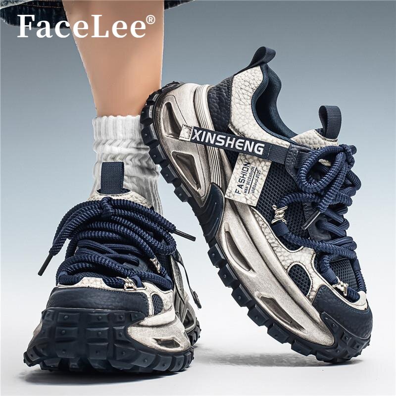 FaceLee男鞋2026新款秋季老爹鞋潮牌做旧运动鞋男士增高休闲鞋