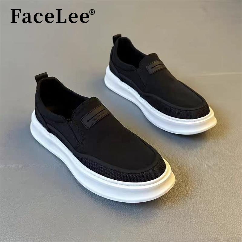 FaceLee日本设计师联名款老北京布鞋男款秋季懒人一脚蹬鞋带系带