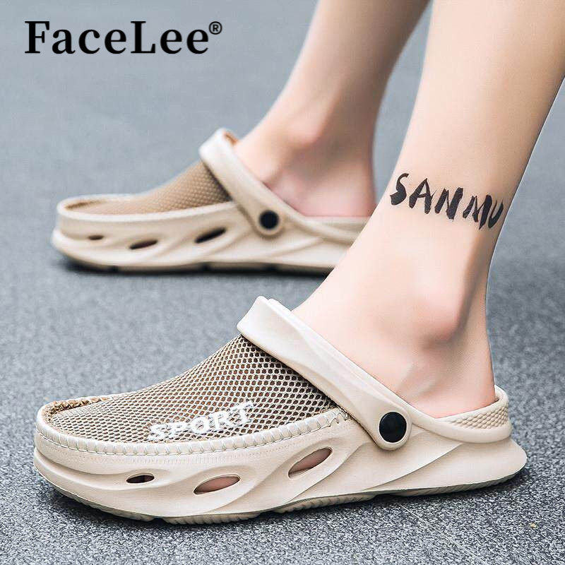 FaceLee凉鞋男款春季外穿防滑透气网面洞洞凉拖两用沙滩涉水开车