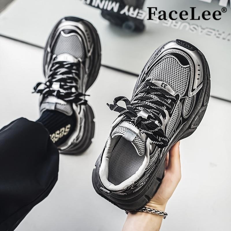 FaceLee日本设计师联名款男鞋2025秋冬透气网面运动休闲厚底增高,流行男鞋,老爹鞋,淘宝优惠券,粉丝福利购,淘宝优惠卷