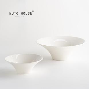 外贸出口陶瓷餐具白色斗笠碗面碗汤碗家用米饭甜品碗特色餐厅碗盘