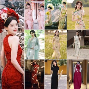 【出租】旗袍长短袖复古民国伴娘服装租赁改良老上海礼服租借