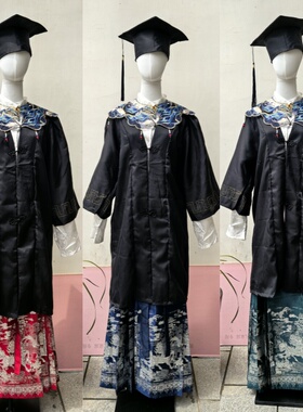 出租学士服男生马面裙云肩簪花毕业照国潮毕业季中国风服装租赁