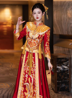 龙凤褂出阁礼服高端金色