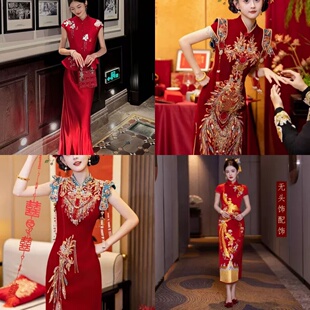 敬酒服出租高端中式旗袍新款新娘婚宴嫁衣出阁服敬酒服秀禾