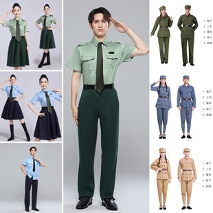 出租军旅服男女款夏季礼宾服升旗手文工团军乐队服装表演出服租赁